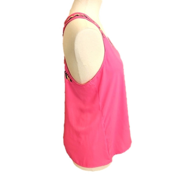 WOMENS Eyeshadow hot pink/magenta bohemian embroidered tank size Medium. - Picture 8 of 16